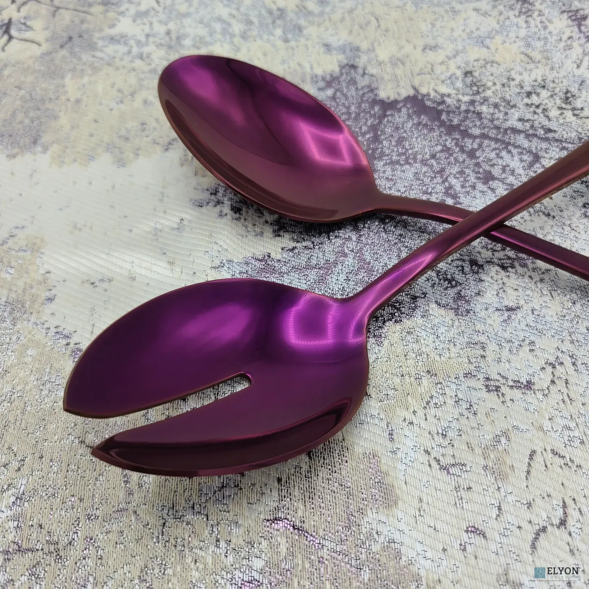 3 Piece Reflective Colored Salad Servers Serving Set Stainless Steel