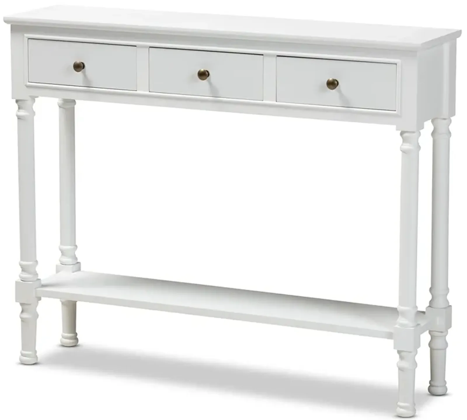 Baxton Studio Calvin Farmhouse White Finished Wood 3 Drawer Entryway Console Table