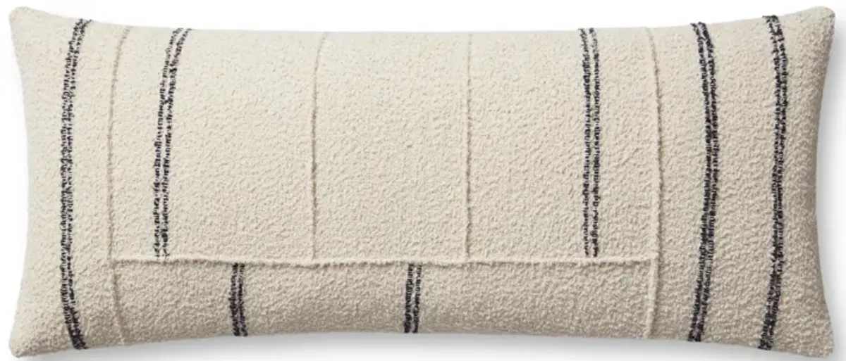 Susanna PMH0059 Ivory/Charcoal 13''x35'' Down Pillow by Magnolia Home by Joanna Gaines x Loloi