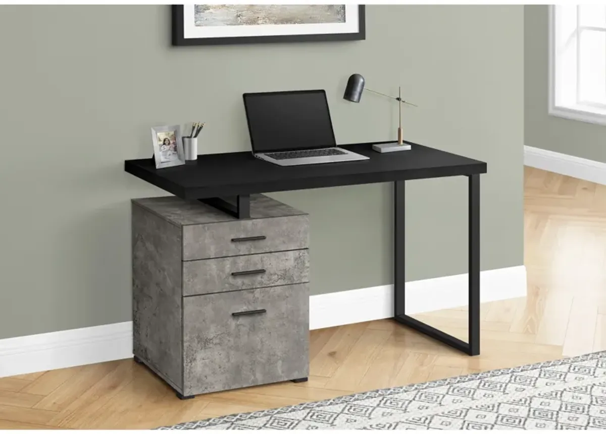 Monarch Specialties I 7647 Computer Desk, Home Office, Laptop, Left, Right Set-up, Storage Drawers, 48"L, Work, Metal, Laminate, Grey, Black, Contemporary, Modern