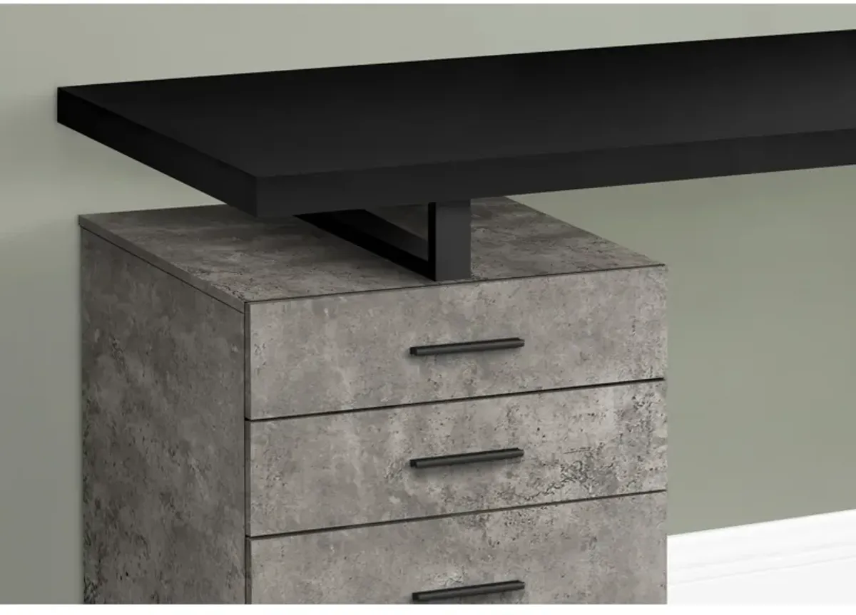 Monarch Specialties I 7647 Computer Desk, Home Office, Laptop, Left, Right Set-up, Storage Drawers, 48"L, Work, Metal, Laminate, Grey, Black, Contemporary, Modern