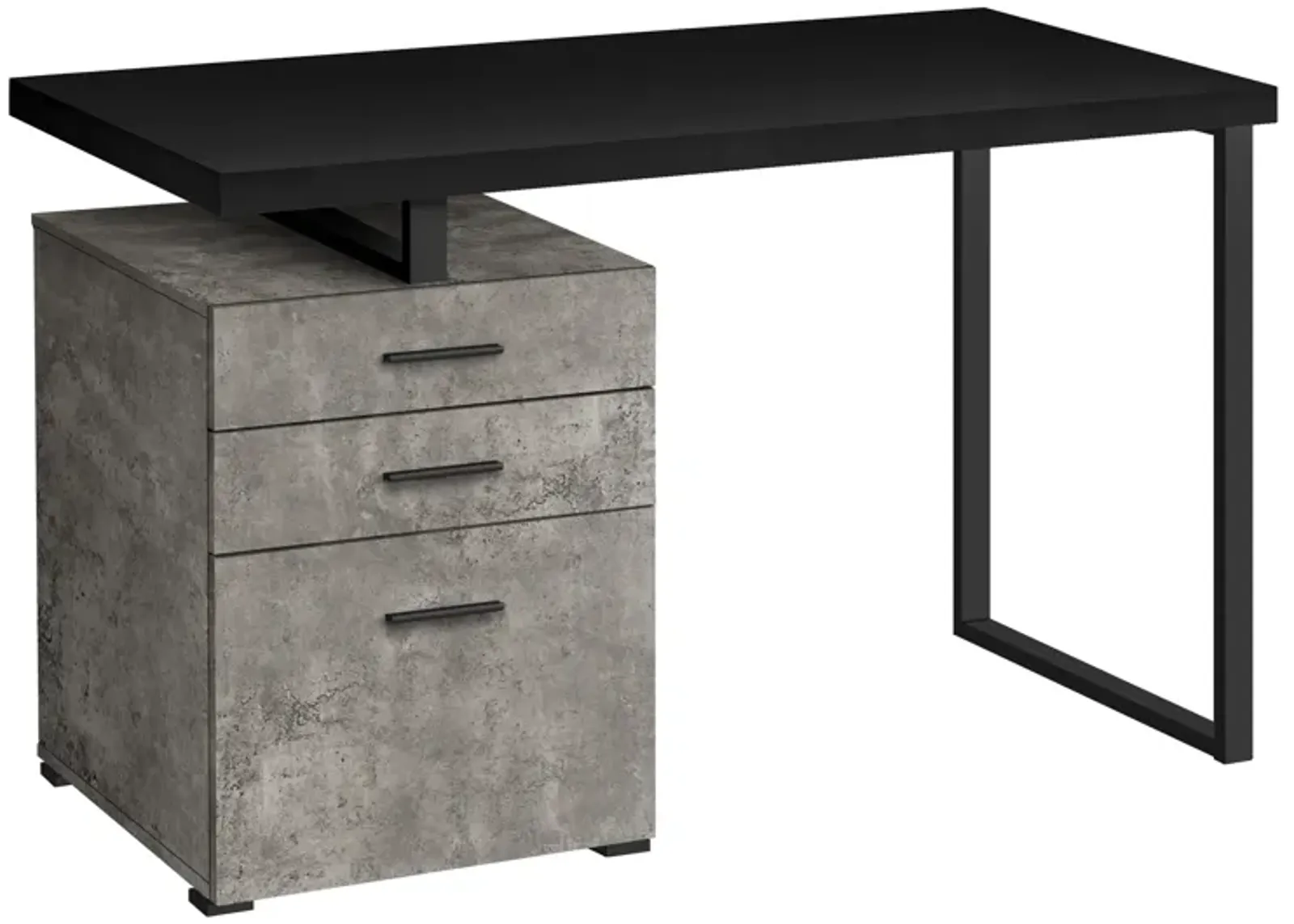 Monarch Specialties I 7647 Computer Desk, Home Office, Laptop, Left, Right Set-up, Storage Drawers, 48"L, Work, Metal, Laminate, Grey, Black, Contemporary, Modern