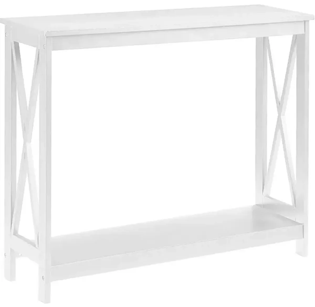 Hivvago White Wood Console Sofa Table with Bottom Storage Shelf