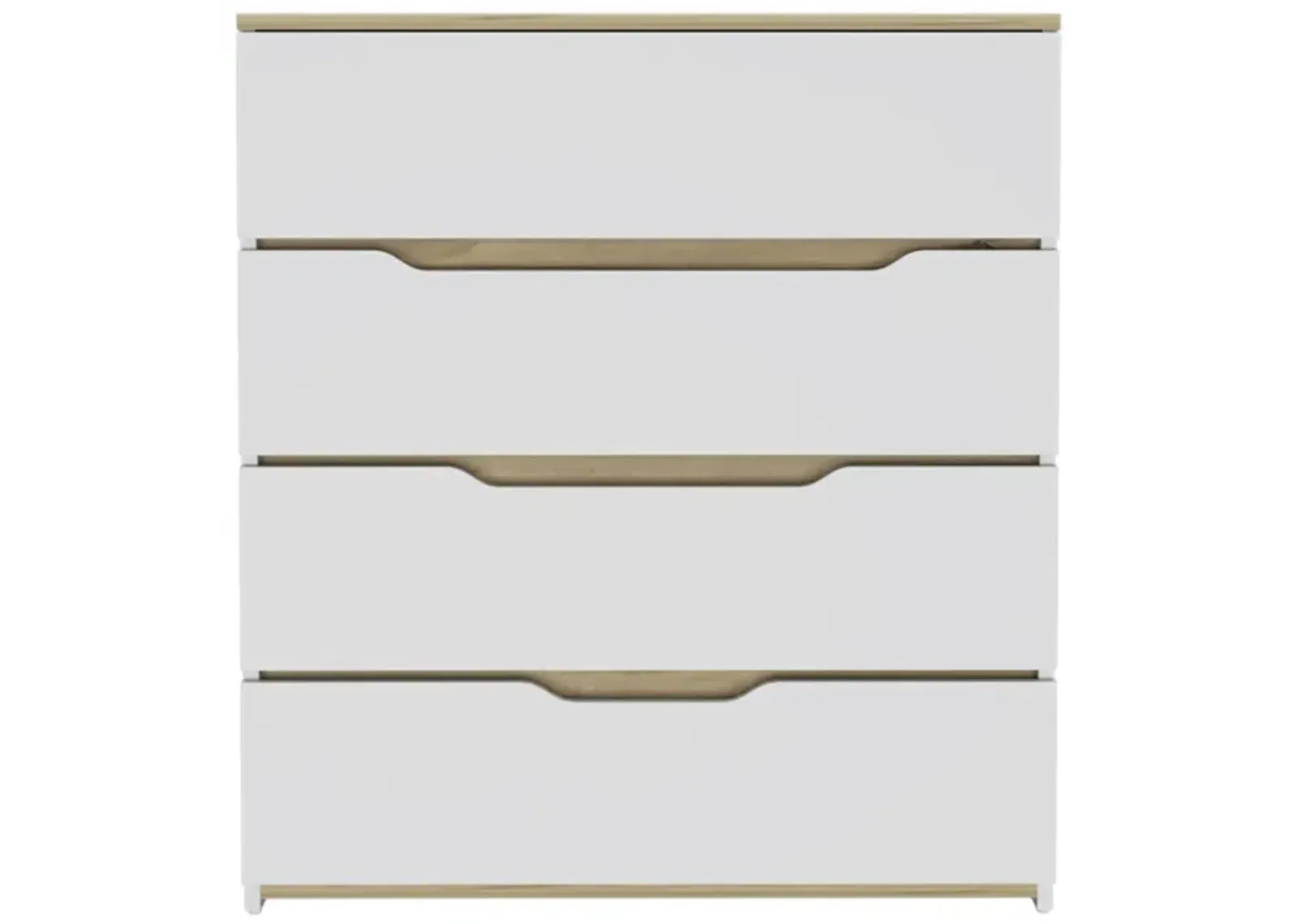 Zoe Dresser, Superior Top, Four Drawers - White Light Oak