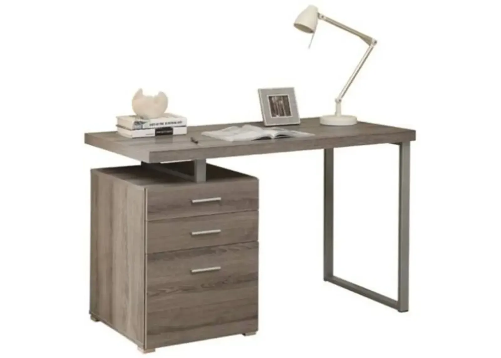 Hivvago Modern Home Office Laptop Computer Desk in Dark Taupe Wood Finish