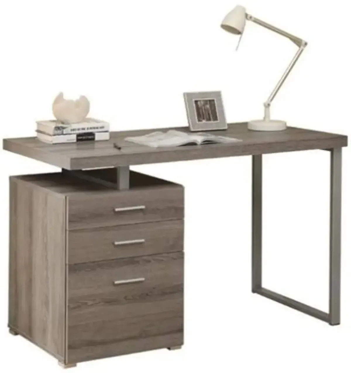 Hivvago Modern Home Office Laptop Computer Desk in Dark Taupe Wood Finish