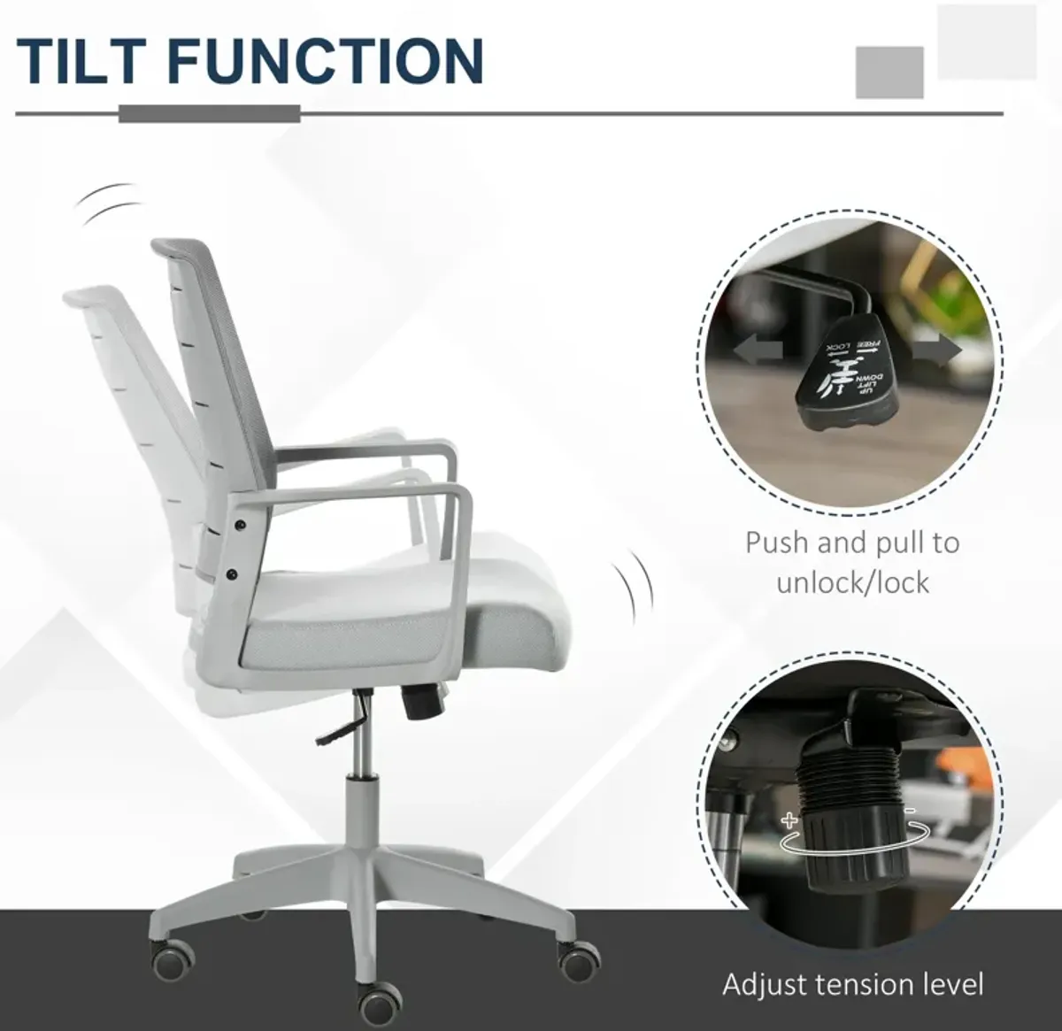 Grey Ergonomic Seating: Mid-Back Office Chair with Lumbar Support