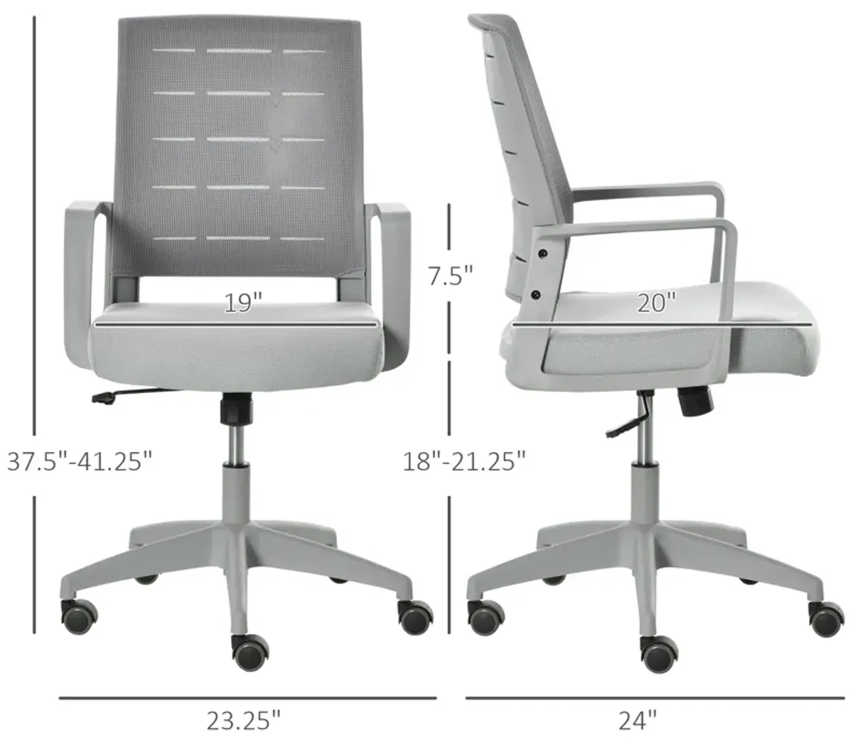 Grey Ergonomic Seating: Mid-Back Office Chair with Lumbar Support