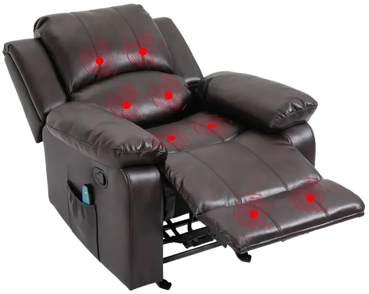 MONDAWE Tall Heavy Duty Faux Leather 8-Point Massage Glider Recliner with Remote Control and Side Pocket