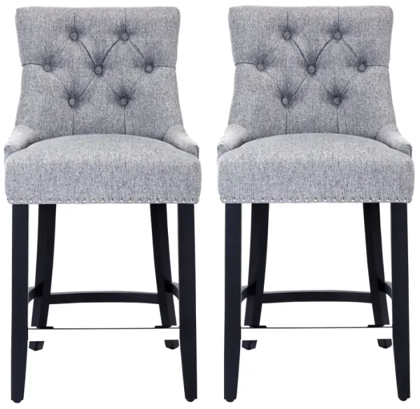 WestinTrends 24" Linen Fabric Tufted Upholstered Counter Stool (Set of 2)
