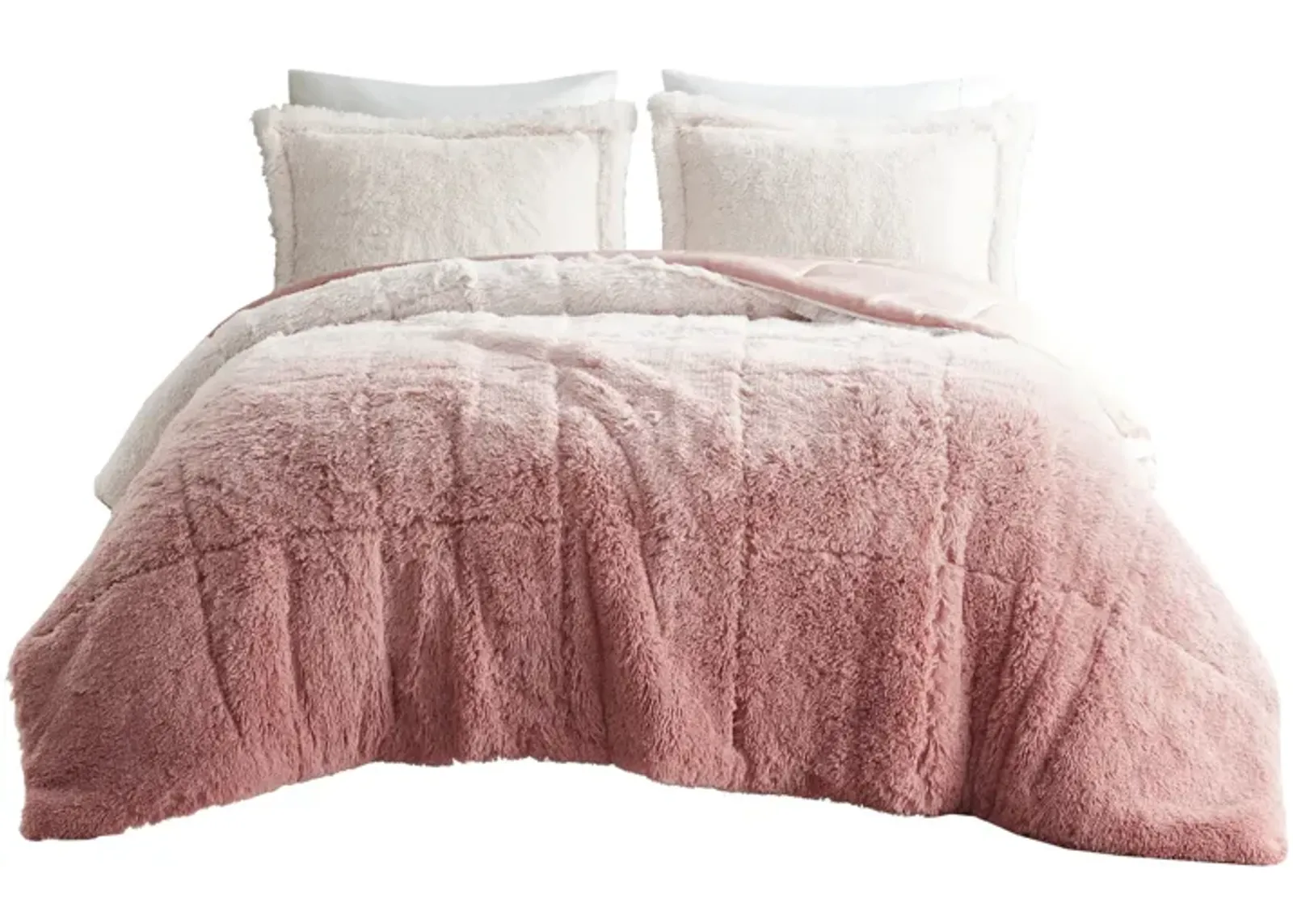 Gracie Mills Ethel Faux Fur Ombre Shag Comforter Set