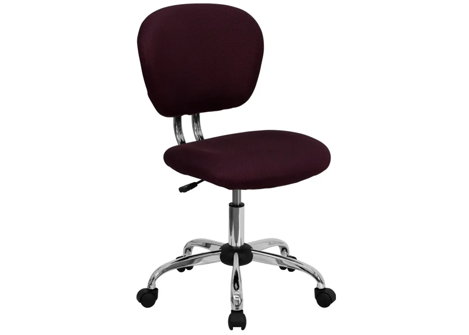 Beverly Mid-Back Burgundy Mesh Padded Swivel Task Office Chair with Chrome Base