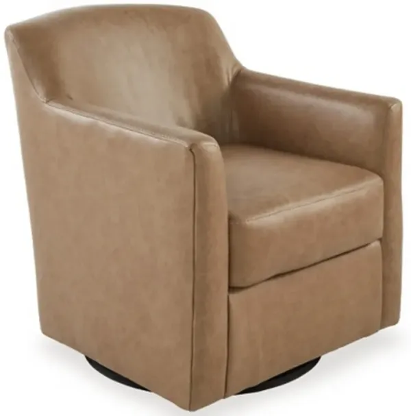 32 Inch Plush Swivel Accent Chair with Shelter Style Armrests, Faux Leather-Benzara