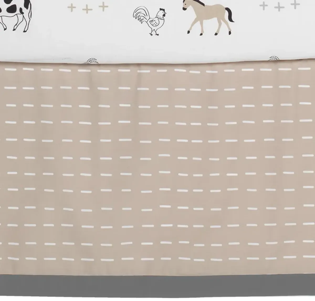 Lambs & Ivy Baby Farm Animals 5-Piece White/Taupe Baby Crib Bedding Set