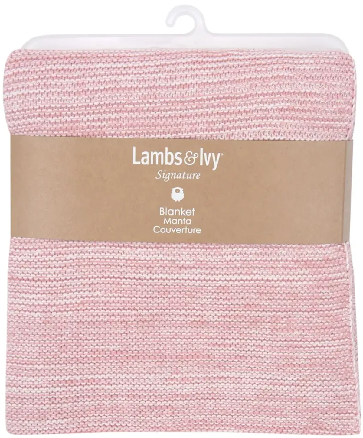 Lambs & Ivy Signature Pink/White 100% Cotton Marl Textured Knit Baby Blanket