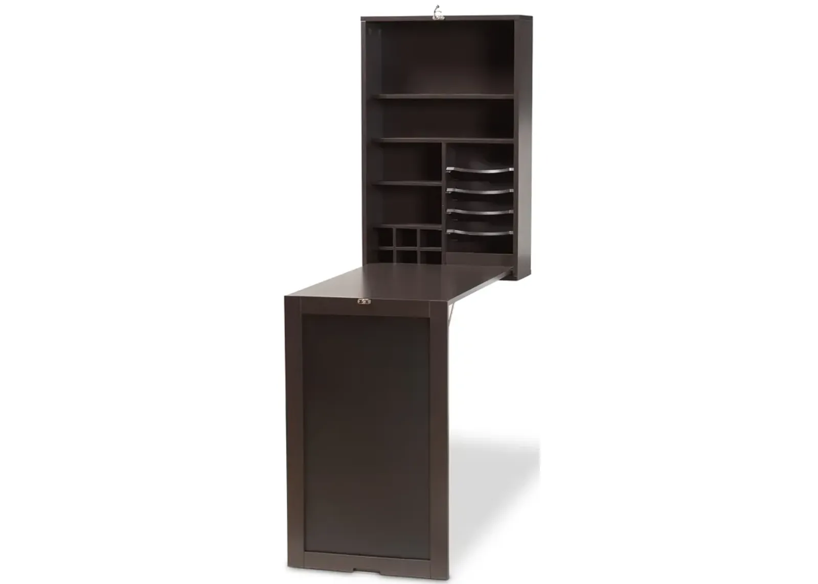 Baxton Studio Millard Modern Dark Brown Finished Wood Wall Mounted Folding Desk