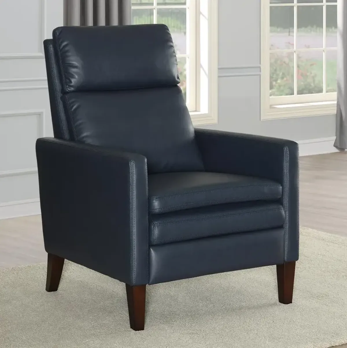 Comfort Pointe Vicente Midnight Blue Faux Leather Push Back Recliner