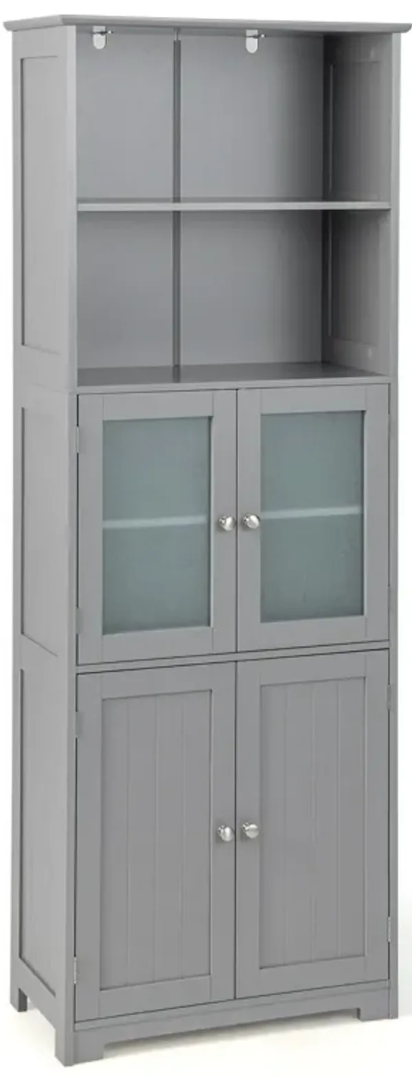 6-Tier Bathroom Cabinet with Open Storage and Adjustable Shelves – Freestanding Design