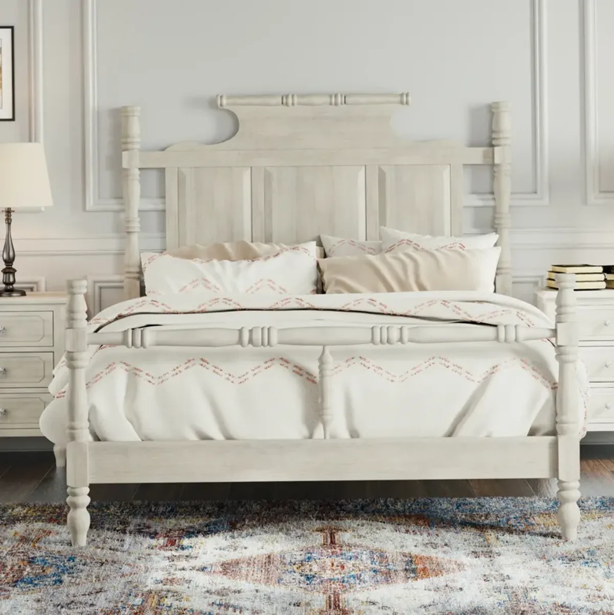 Merax Vintage Country Style 4-Poster Platform Bed