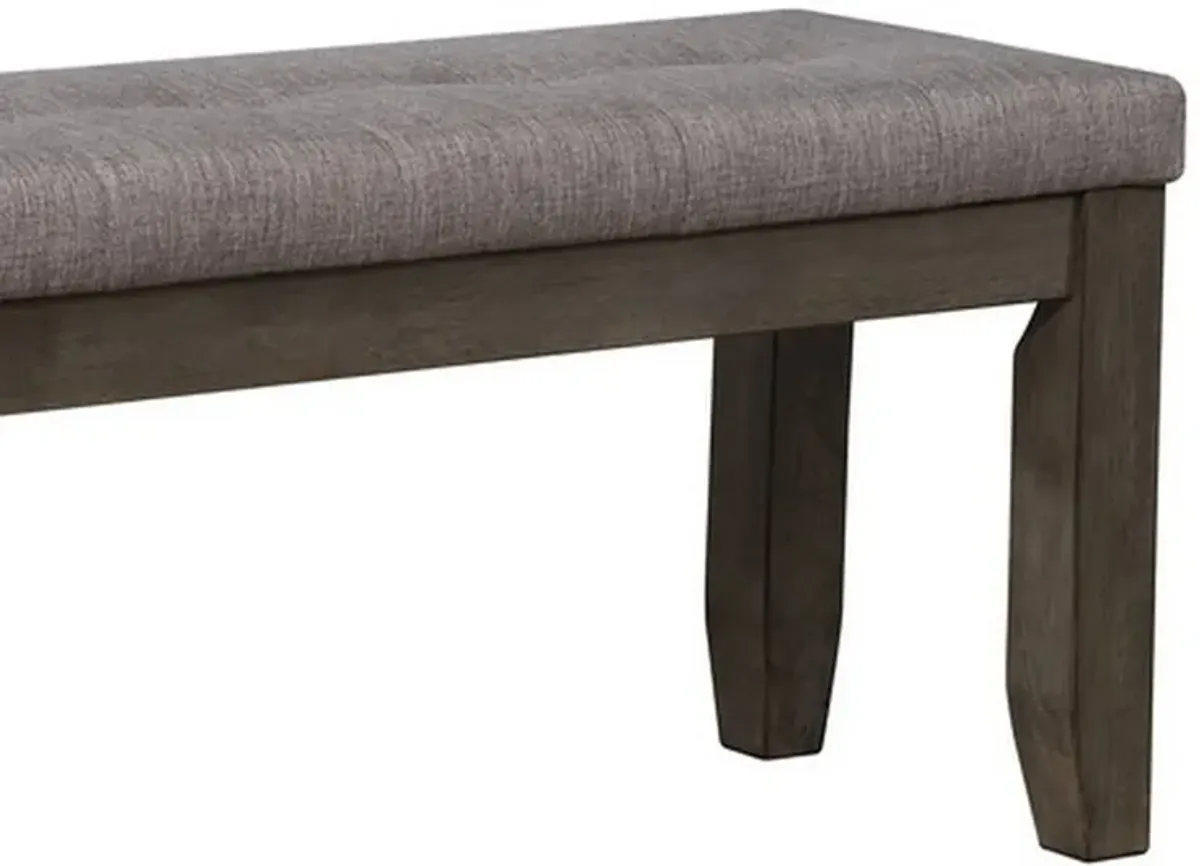 Rectangular Bench with Fabric Upholstered Seat, Gray - Benzara