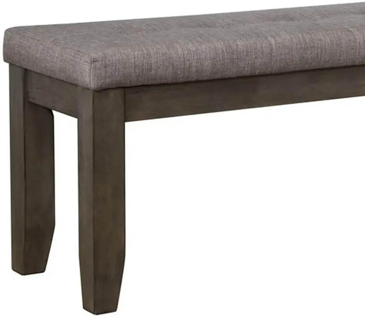 Rectangular Bench with Fabric Upholstered Seat, Gray - Benzara