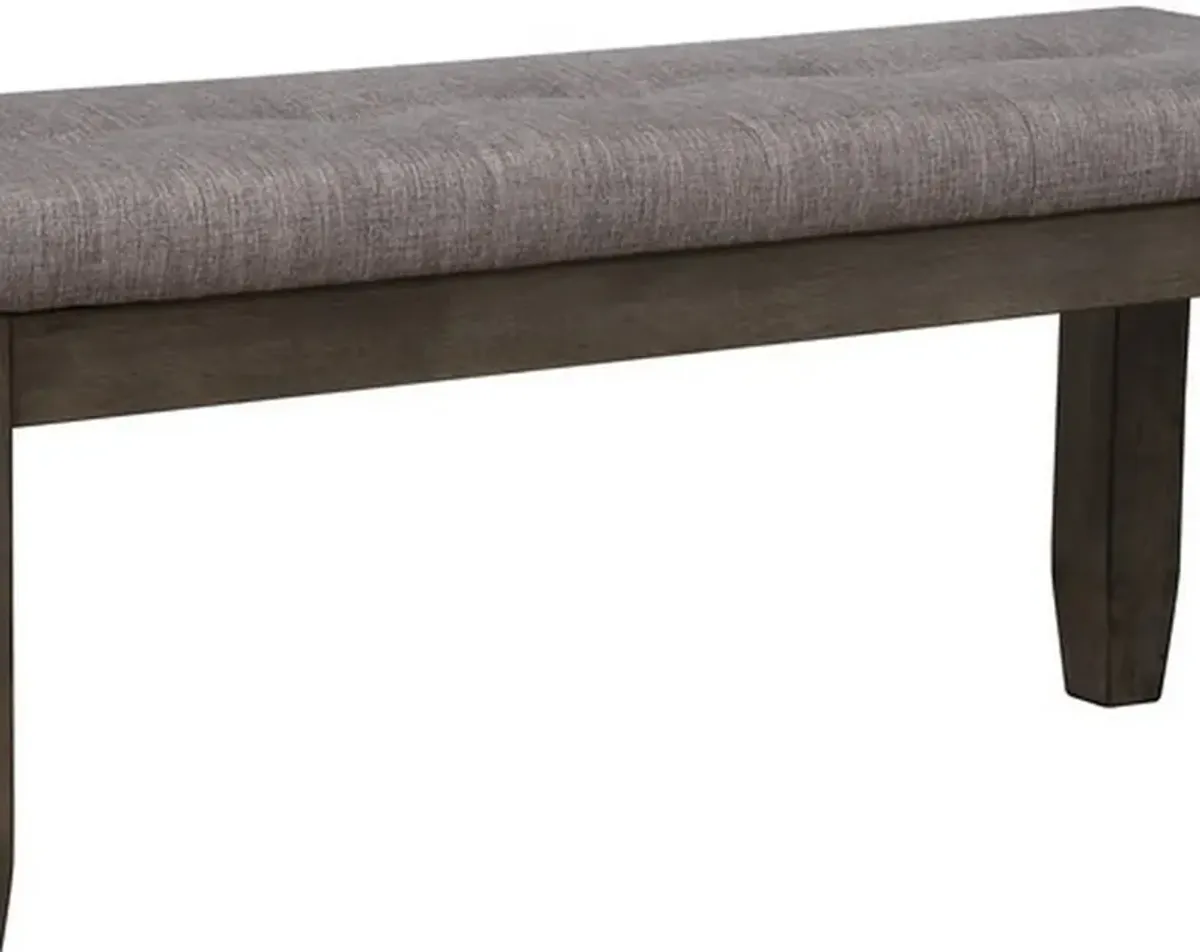 Rectangular Bench with Fabric Upholstered Seat, Gray - Benzara