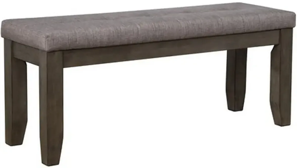 Rectangular Bench with Fabric Upholstered Seat, Gray - Benzara