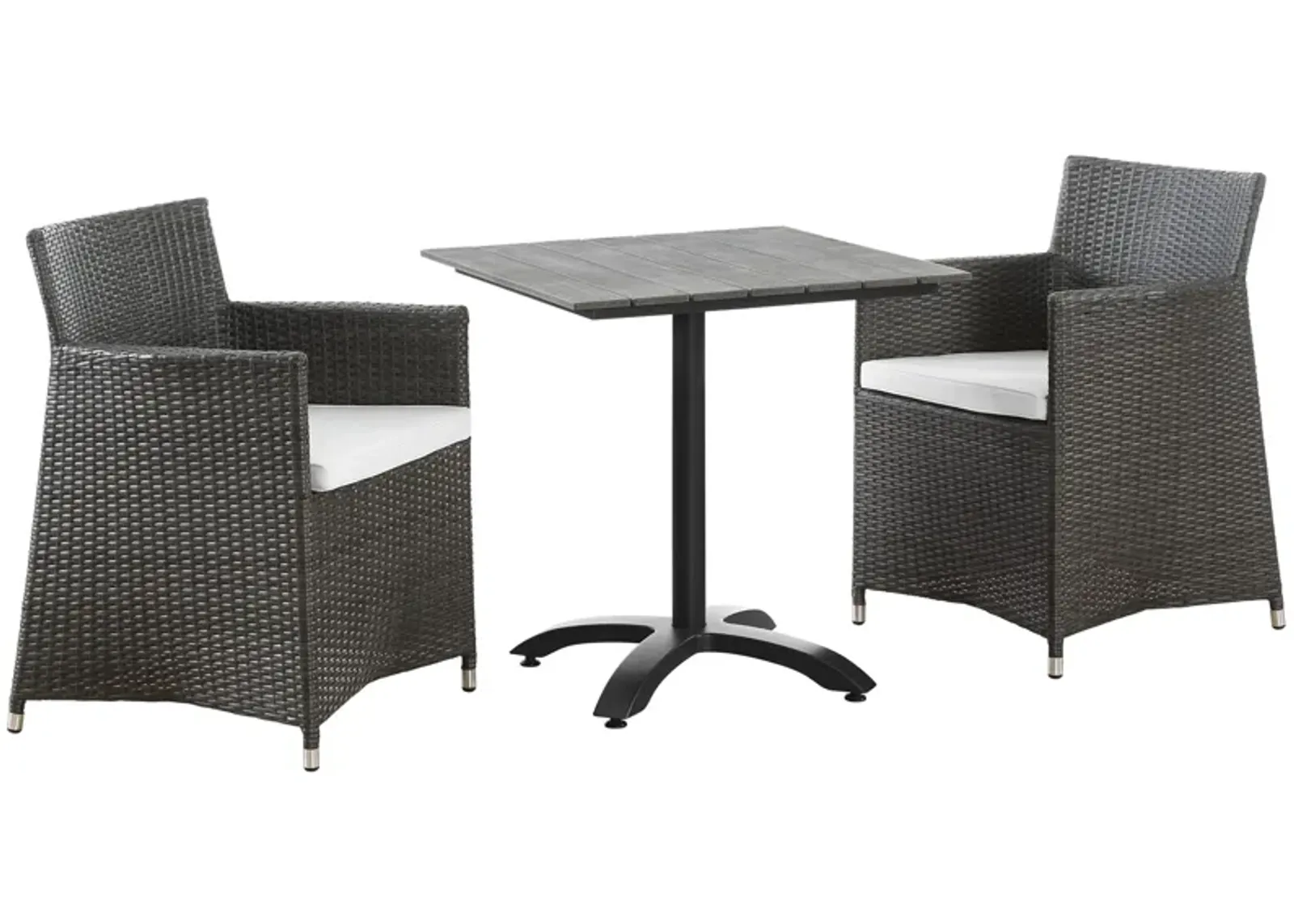 Brown White Junction 3 Piece Outdoor Patio Dining Set