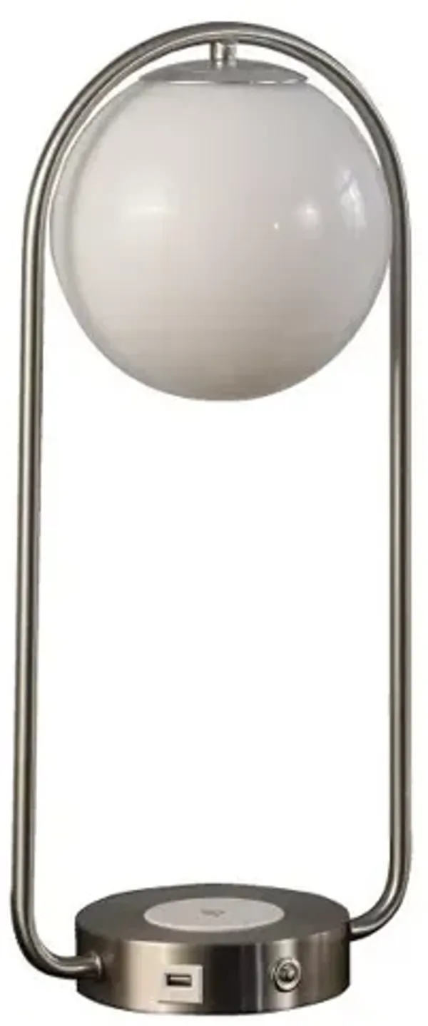 Hivvago 19" Silver Clip Globe USB Table Lamp
