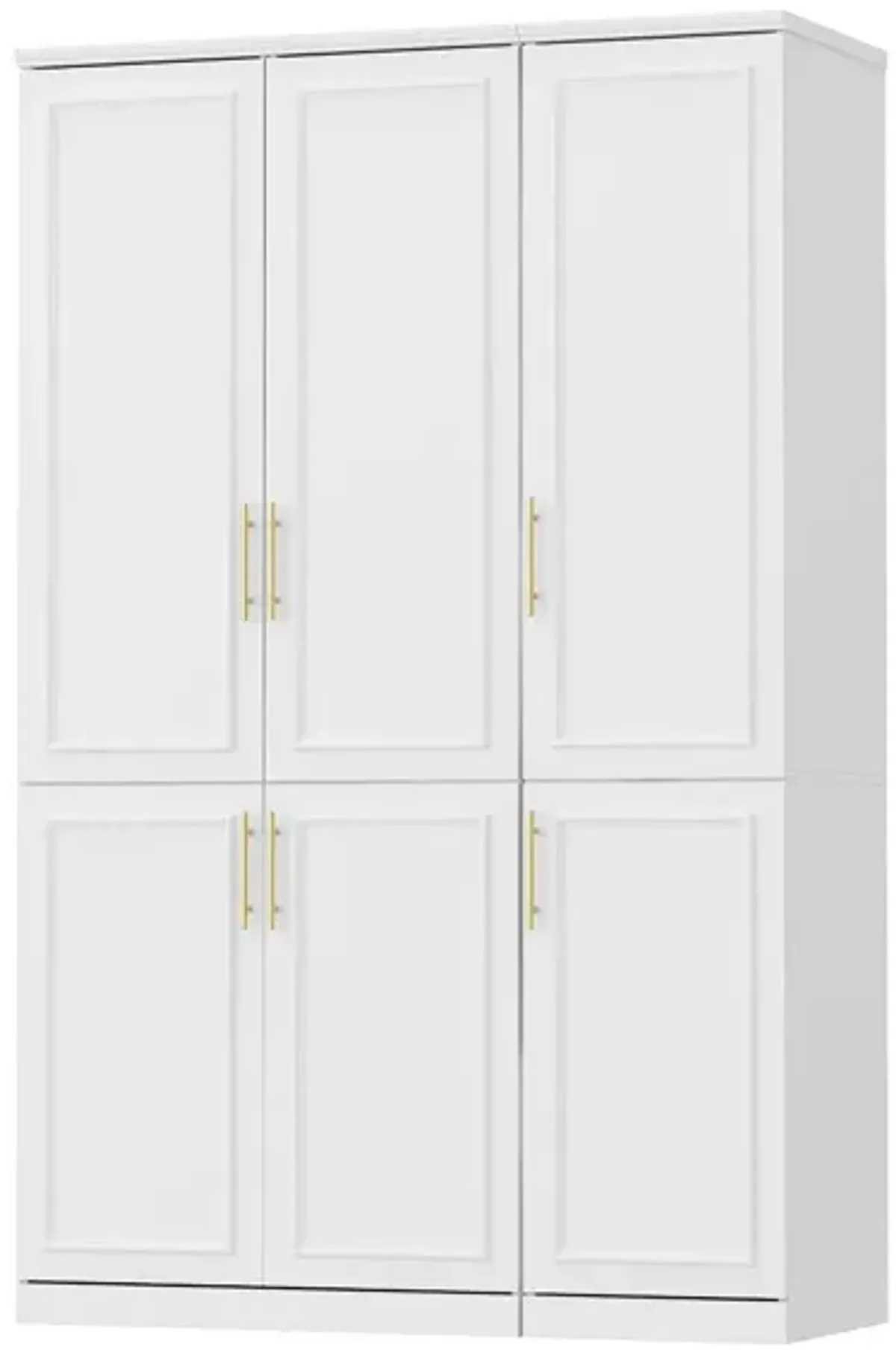 FUFU&GAGA Wardrobe with 6 Doors, Adjustable Shelves, 2 Hanging Rods, and Spacious Storage Drawers – Stylish and Functional Bedroom Storage Solution (47.4" W x 19.3" D x 74.8" H),White