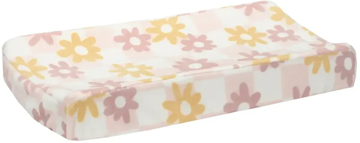 Lambs & Ivy Daisy Dreams Pink/White Checkered Soft Luxury Changing Pad Cover