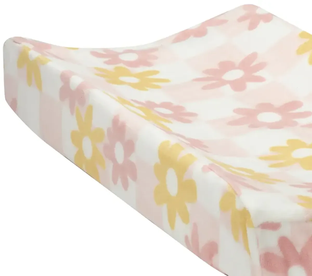 Lambs & Ivy Daisy Dreams Pink/White Checkered Soft Luxury Changing Pad Cover