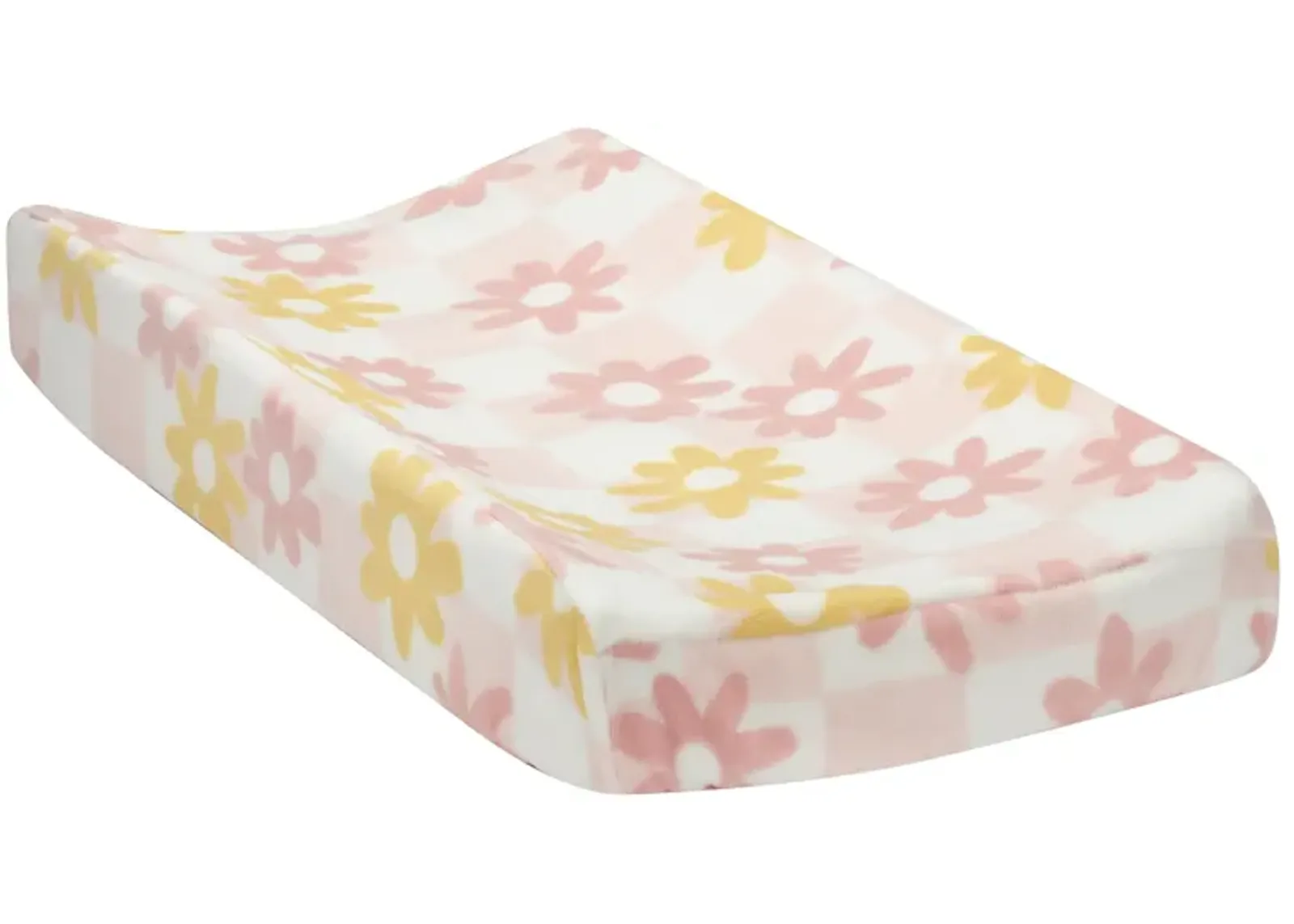 Lambs & Ivy Daisy Dreams Pink/White Checkered Soft Luxury Changing Pad Cover