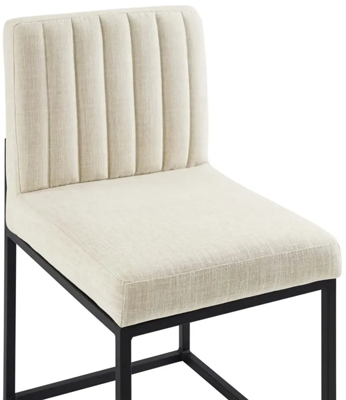 Carriage Channel Tufted Sled Base Upholstered Fabric Dining Chair-Benzara