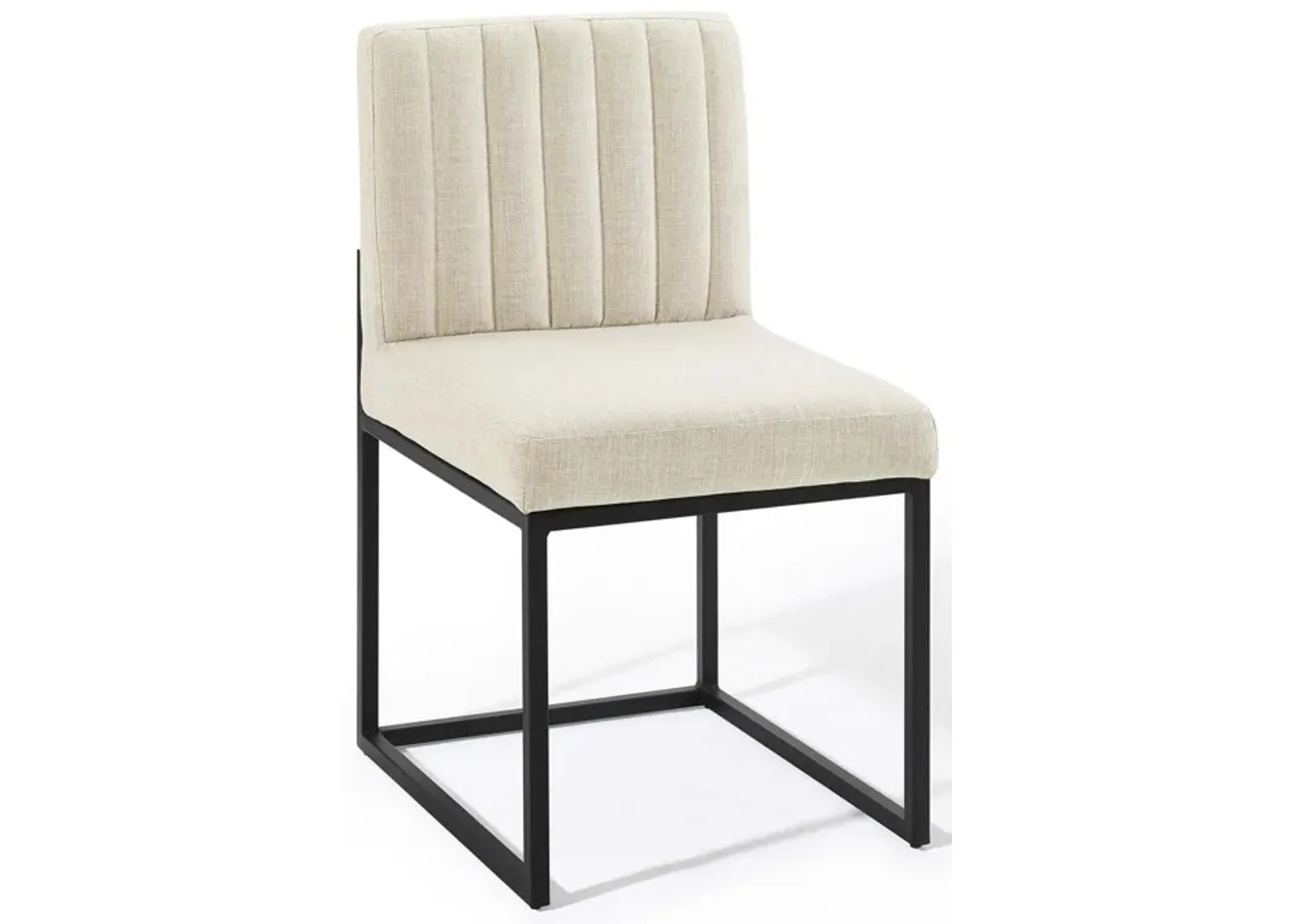 Carriage Channel Tufted Sled Base Upholstered Fabric Dining Chair-Benzara