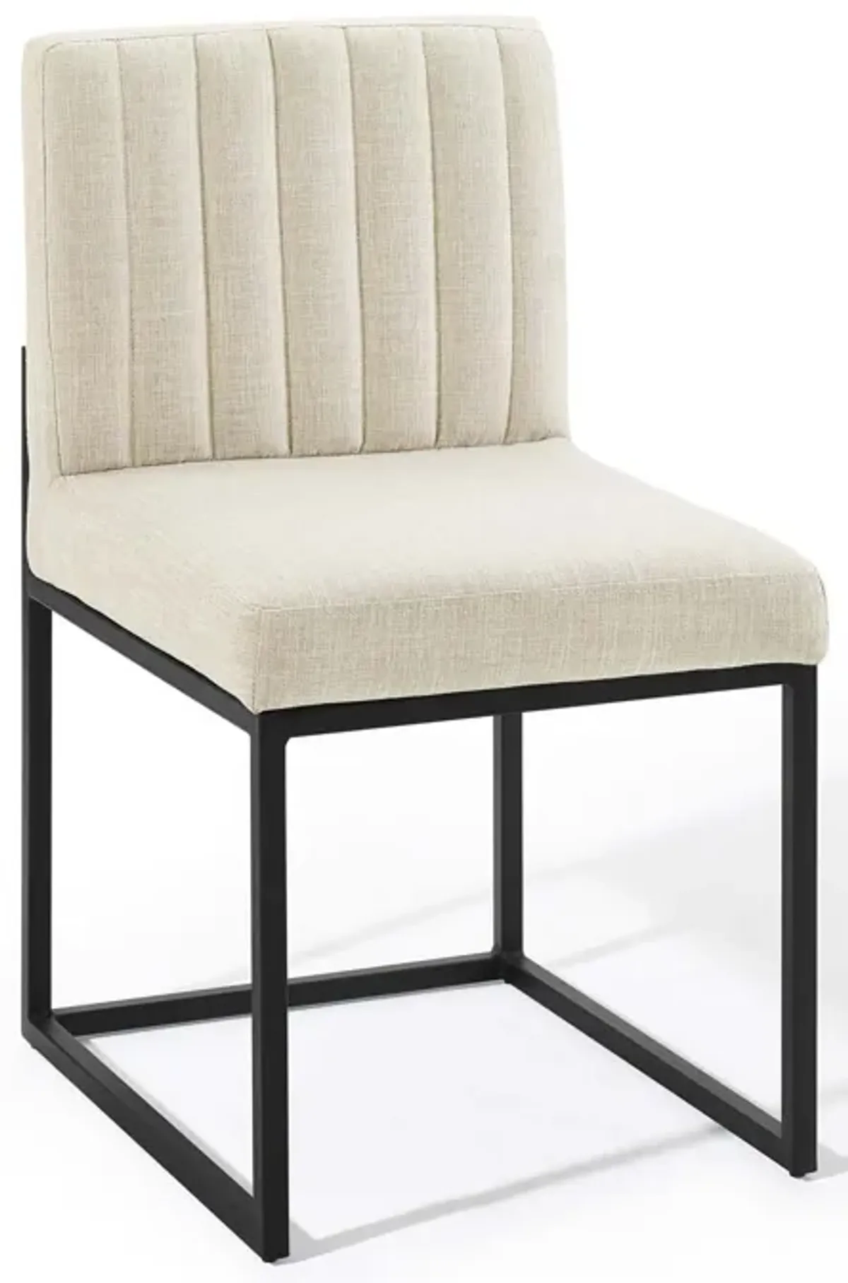 Carriage Channel Tufted Sled Base Upholstered Fabric Dining Chair-Benzara