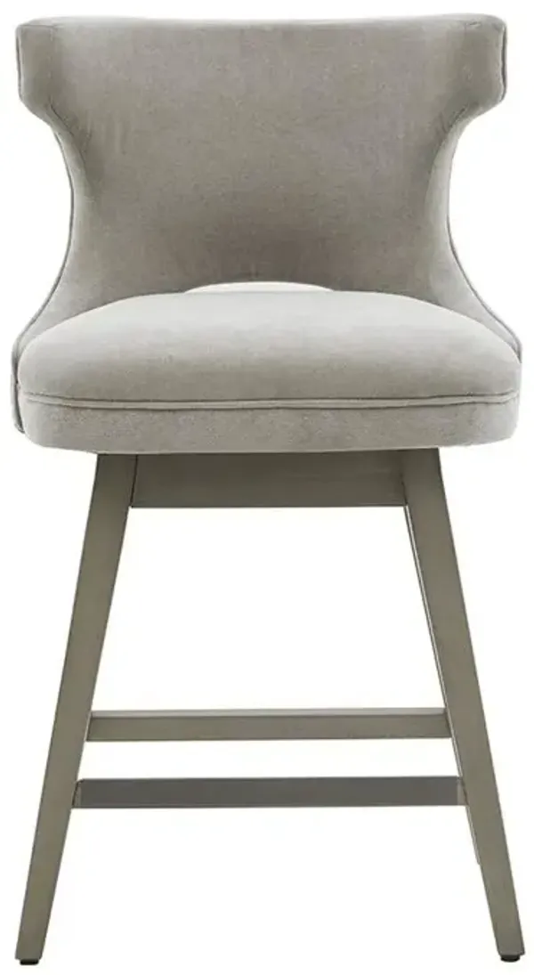 Starlight Canyon Home Gray Swivel Counter Stool with Solid Wood Frame and Fabric Seat