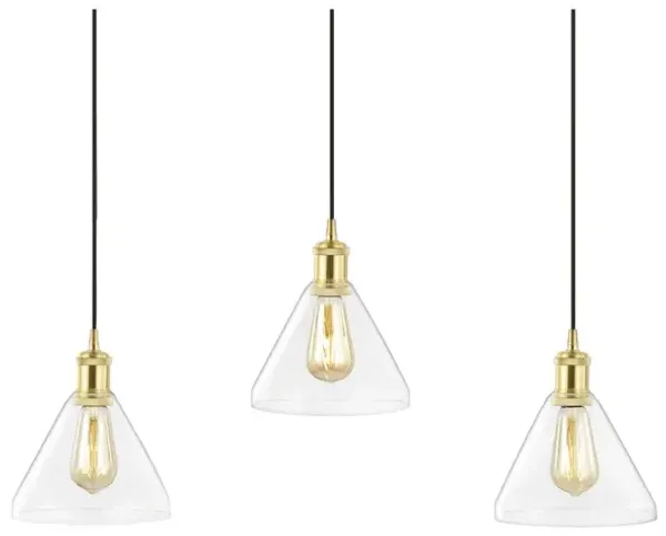 Kiawah 3-Light Metal/Glass Contemporary Modern LED Pendant