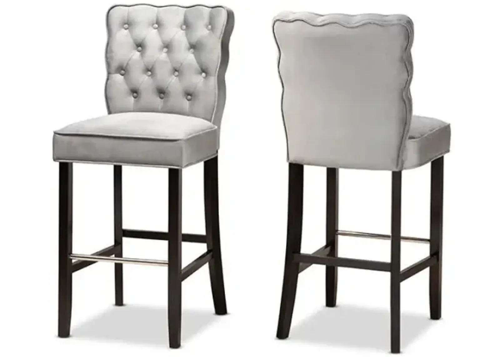 Dark Brown Finished Wood 2-Piece Bar Stool Set