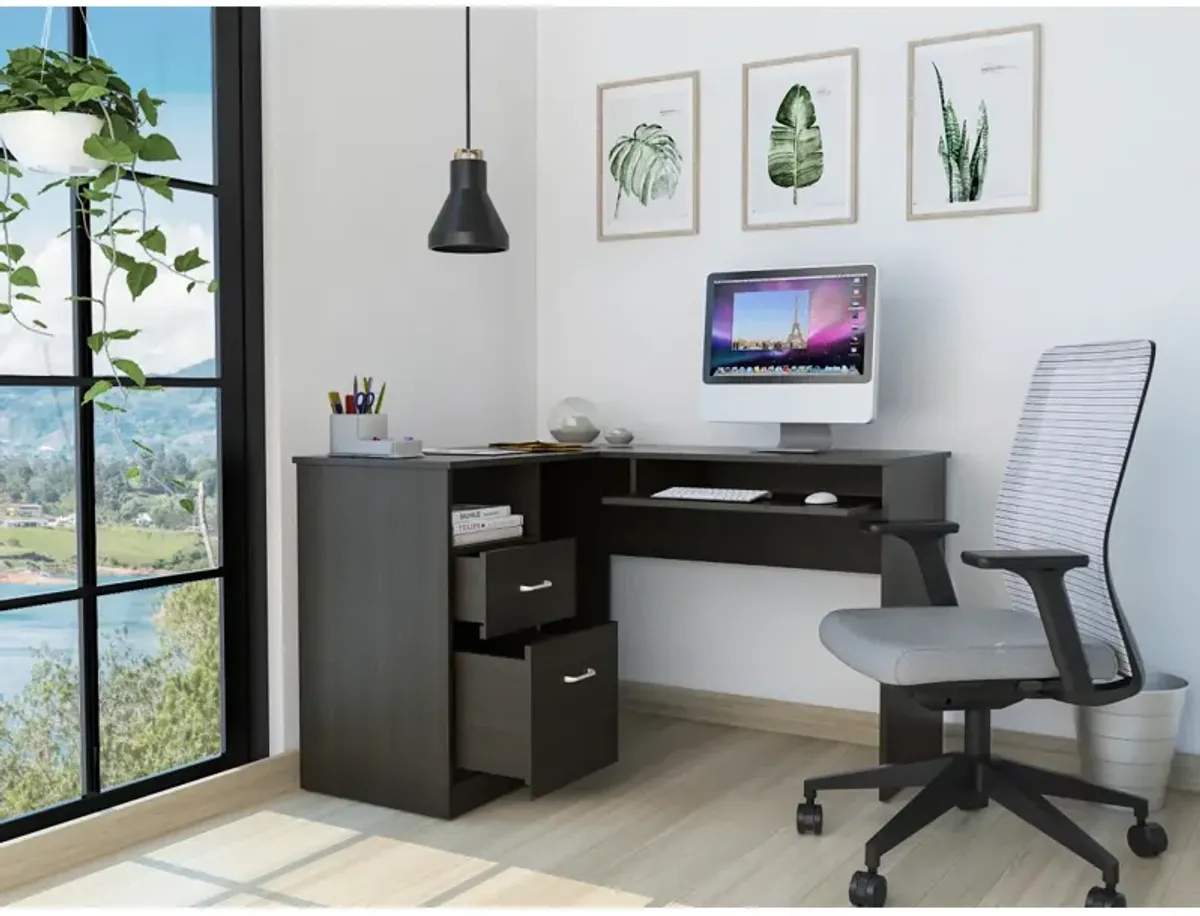 Streamdale Glendale 2-Drawer 1-Shelf L-Shaped Computer Desk Black Wengue