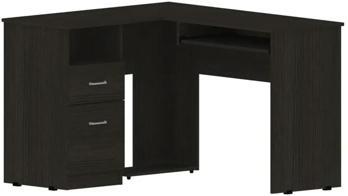 Glendale 2-Drawer 1-Shelf L-Shaped Computer Desk Black Wengue