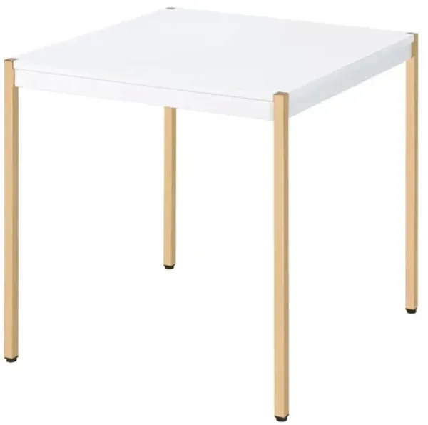 Hivvago 24" Gold And White Manufactured Wood Square End Table