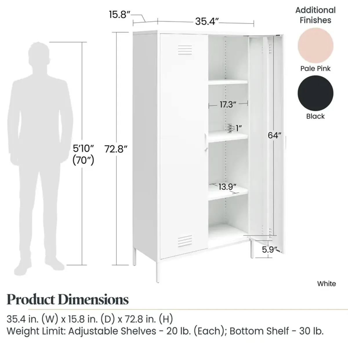 Shadwick Tall 2 Door Storage Metal Locker Cabinet