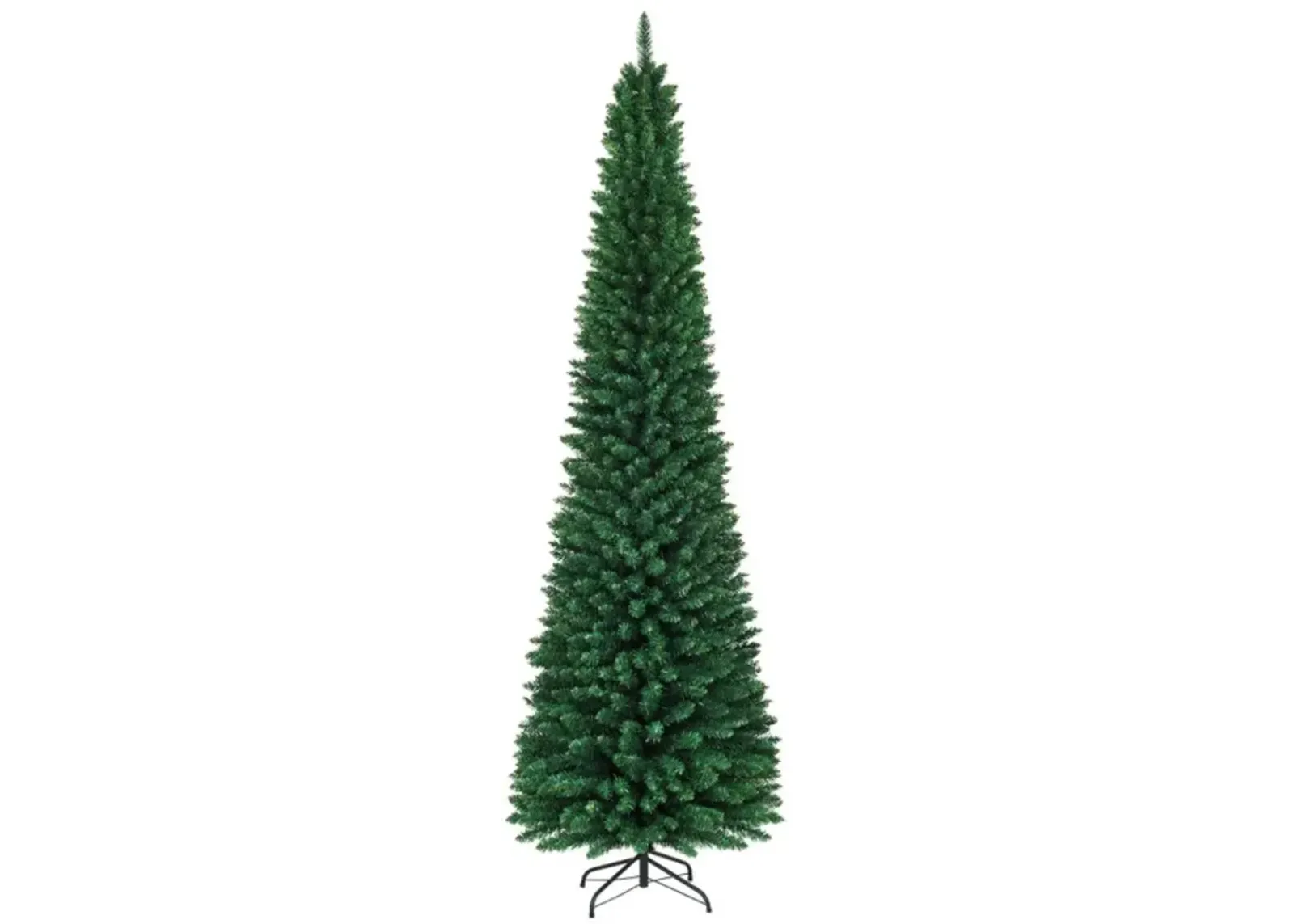 Hivvago 5/6/7/8/9 Feet PVC Artificial Slim Pencil National Christmas Tree with Metal Stand