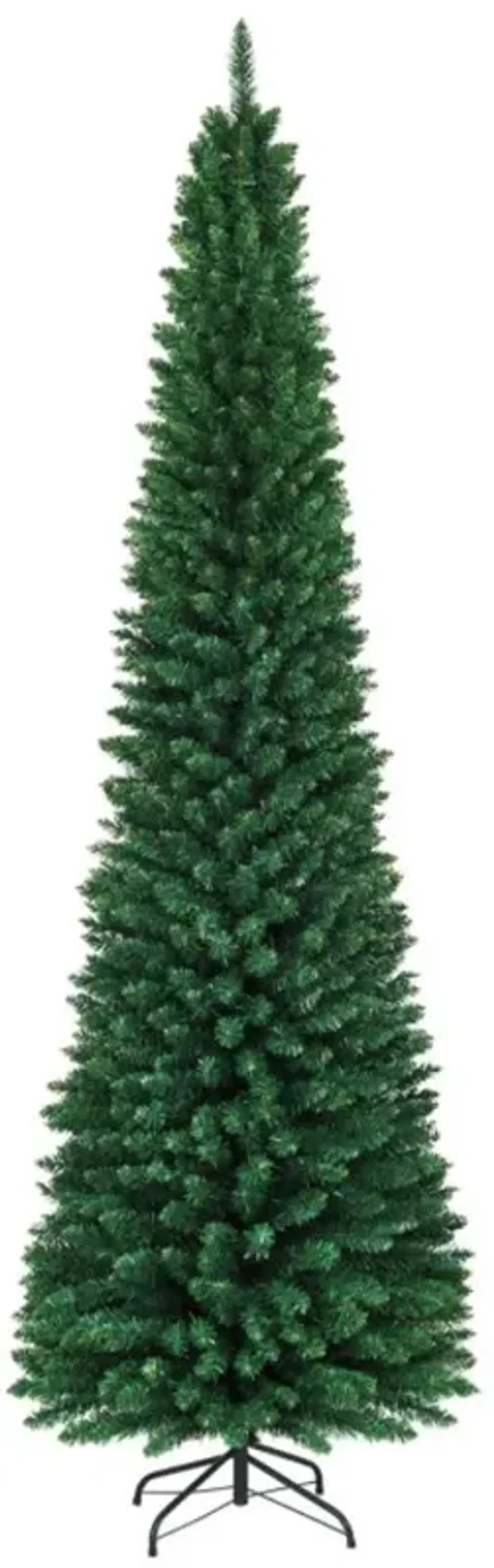 Hivvago 5/6/7/8/9 Feet PVC Artificial Slim Pencil National Christmas Tree with Metal Stand