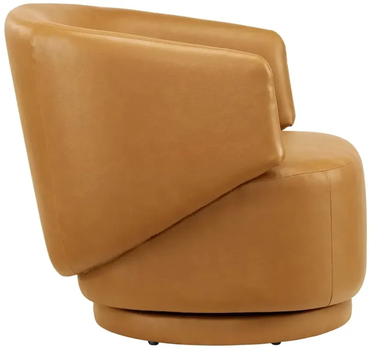 Celestia Vegan Leather Fabric and Wood Swivel Chair Brown EEI-6358-TAN