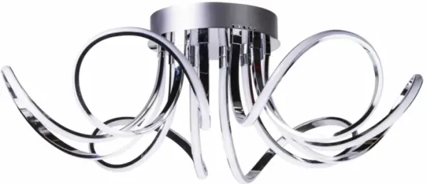 6 Petal Flower Dimmable Integrated LED Chrome Flush Chandelier