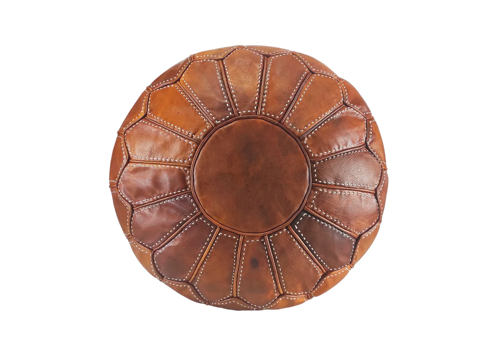 Handmade Moroccan Ottoman, Genuine Leather Pouf