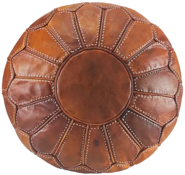 Handmade Moroccan Ottoman, Genuine Leather Pouf