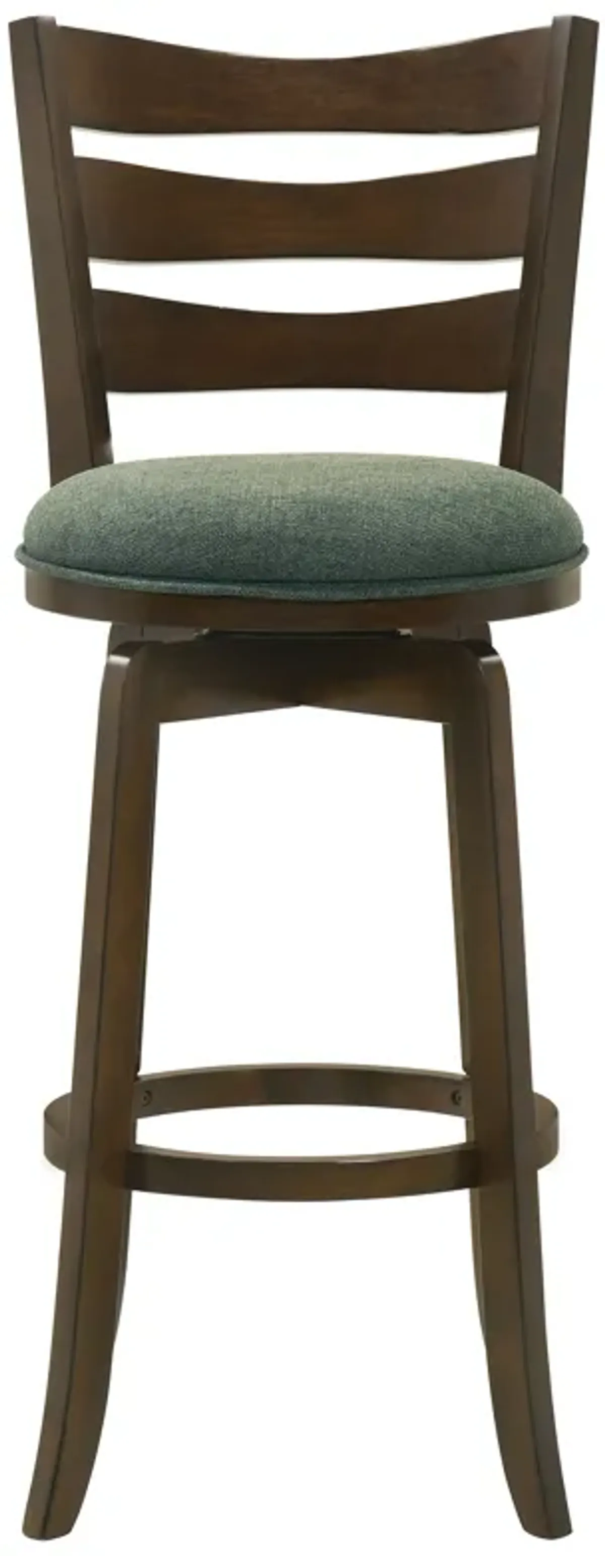 Mona Swivel Barstool Chair, Hunter Green Fabric, Dark Cherry Brown Finish - Benzara